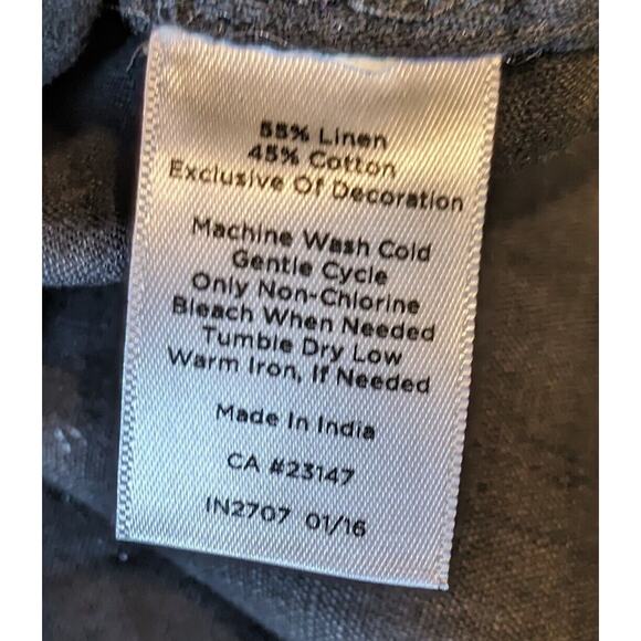 Talbots Women's 6 Linen & Cotton Black Tunic Top Sleeveless Embroidered V Neck - Picture 4 of 7